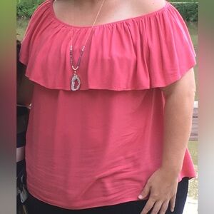 Torrid Pink Off-Shoulder Blouse